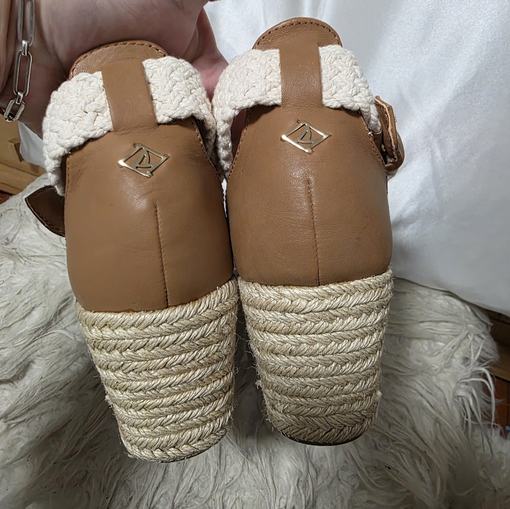 Sperry / Tan and Cream Valencia Espadrille Wedges - Picture 4 of 7